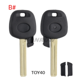 For Lex  transponder key blank ,the chip slot is at the bottom of the key. 