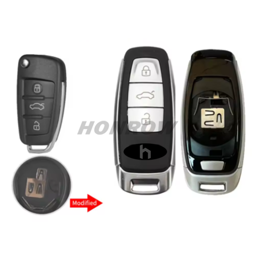 For Audi 3 button Upgraded Modified  remote key blank For Audi A4 A6 Q7..