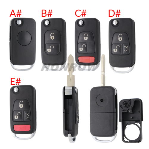 For Benz 1/2/2+1/3/3+1 button modified remote key shell with HU39 key blade