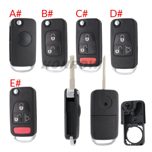 For Benz 1/2/2+1/3/3+1 button modified remote key shell with HU64 key blade