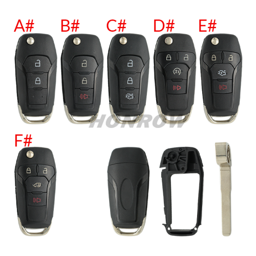 For Ford 2/2+1/3/3+1 button remote key shell ,the battery clamp on pcb board