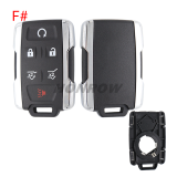For Chevrolet black 2+1/3 +1/4+1/5+1 buttons remote key shell,the side part is white