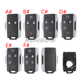 For Chevrolet black 2+1/3 +1/4+1/5+1 buttons remote key shell,the side part is white