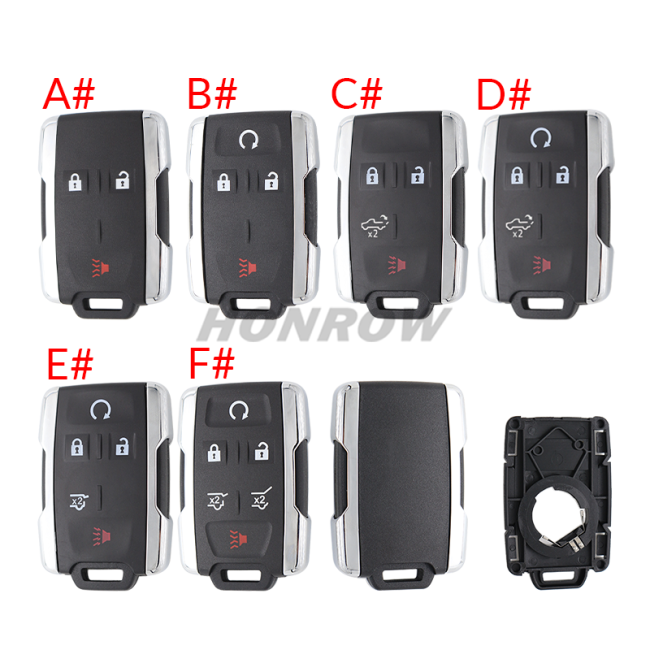 For Chevrolet black 2+1/3 +1/4+1/5+1 buttons remote key shell,the side part is white