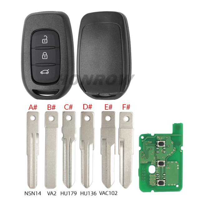 For Renault 3B remote key with 434mhz PCF7961M(HITAG AES)chip for Renault Sandero Dacia Logan please choose the key blade style