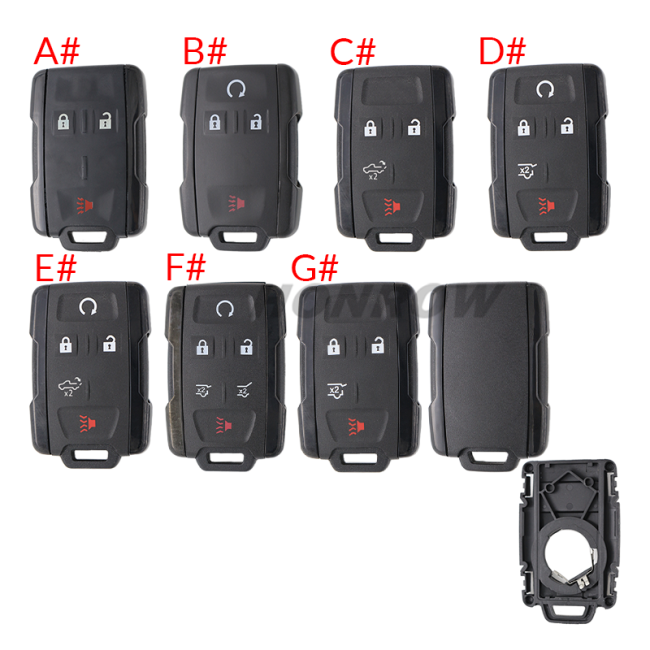 For Chevrolet black 2+1/3+1/4+1/5+1 buttons remote key shell, the side part is black