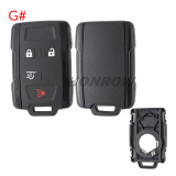 For Chevrolet black 2+1/3+1/4+1/5+1 buttons remote key shell, the side part is black