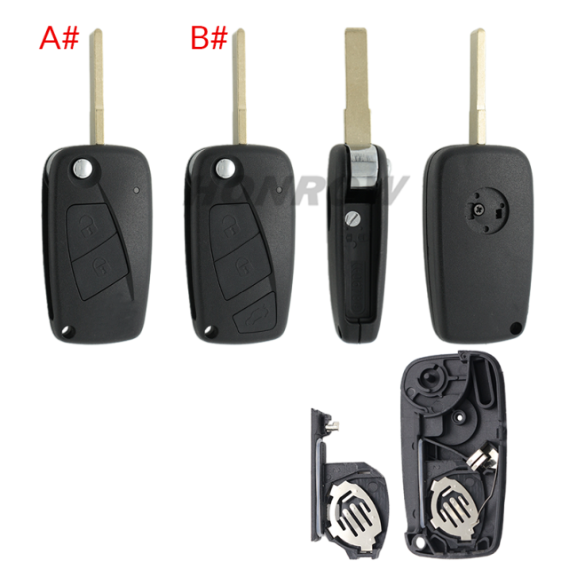 For Fiat 3 button remtoe key blank with special battery clamp