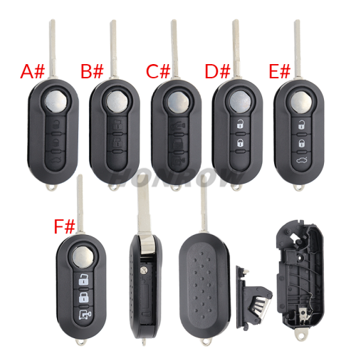 For Fiat 3 button flip remtoe key blank (Black Color)