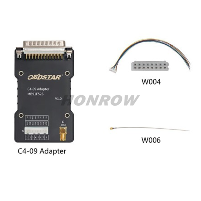 2025 New OBDSTAR C4-09 (MB91F526) Adapter Kit Use with OBDSTAR X300 Classic G3 / DC706  Package includes:  1pc x C4-09 Adapter 1pc x W004 Cable 1pc x W006 Cable