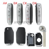 For new Kia 3/4 buttons flip remote key shell
