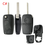 For Fiat 2/3 button flip remtoe key blank