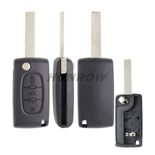 For Fiat 3 buton flip remote key blank with battery place HU83 blade