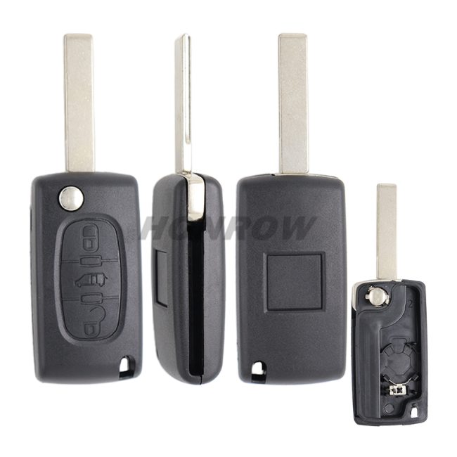 For Fi 3 buton flip remote key blank with battery place HU83 blade