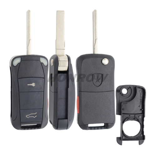 For Por Cayenne 2+1 button flip remote  key blank with red panic
