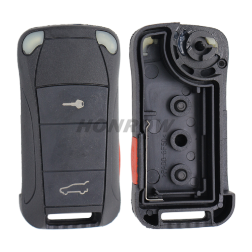 For Por Cayenne 2+1 button flip remote  key blank with red panic
