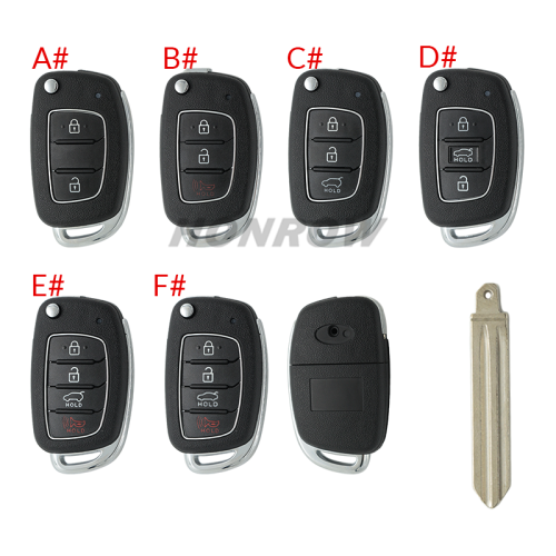 For New Hyundai 2/2+1/3/3+1 button remote key blank with HY14 left Blade