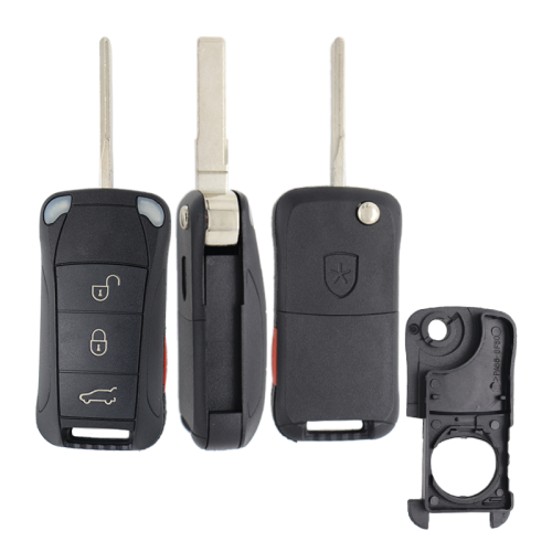 For Por Cayenne 3+1 button flip remote  key blank with with red panic