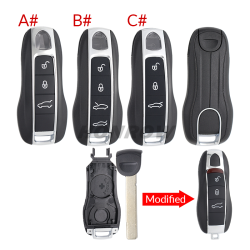 For Porsche modified 3 button remote key blank with emmergency key blade