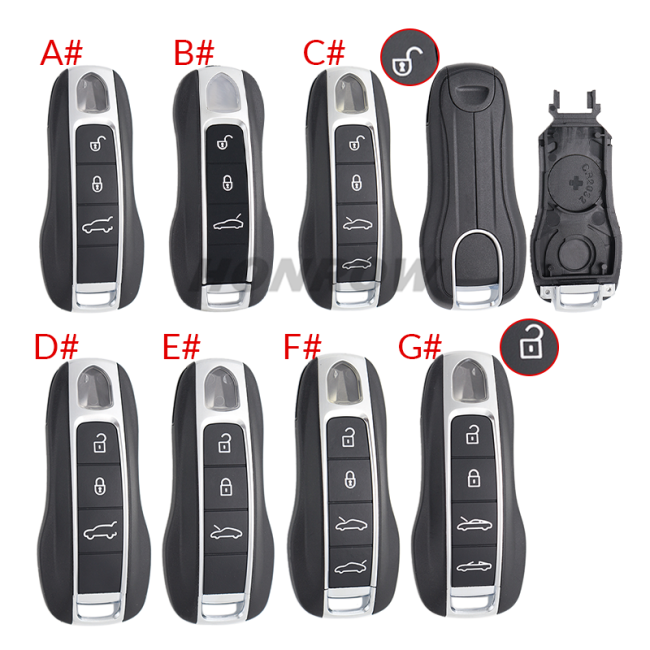 For new Porsche 3 button remote key blank with emmergency key blade