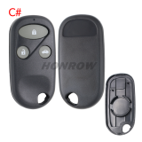 For Honda 2/2+1/3+1 button  remote key blank with battery clamp