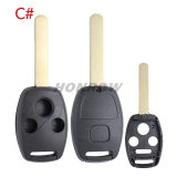 For Honda 2/2+1/3/3+1 button remote key blank for Honda (no chip groove place)