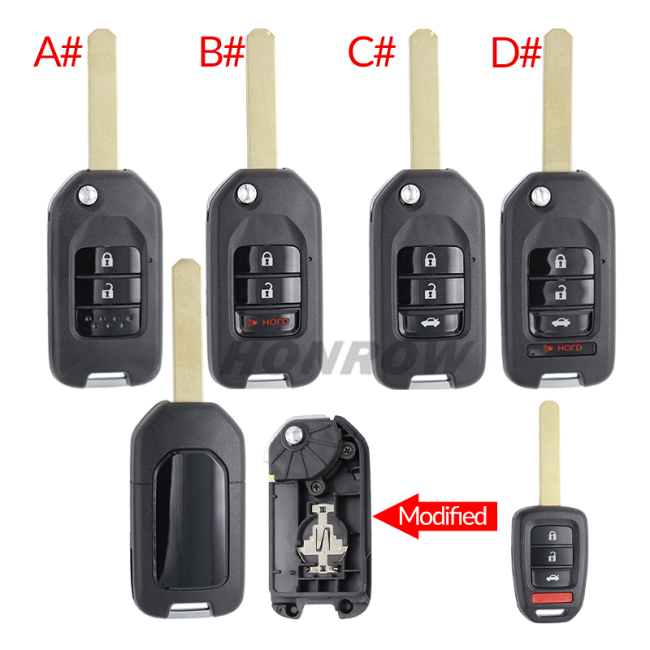 For Honda 2/2+1/3/3+1 button modified key blank without logo