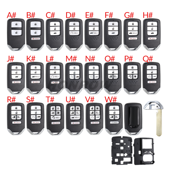 For Honda 2/2+1/3/3+1/4/4+1/5/5+1/6/6+1 smart button  key blank without logo