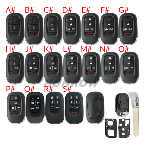 For Honda 2/2+1/3/3+1/4/4+1/5/6/6+1 button remote key blank without logo