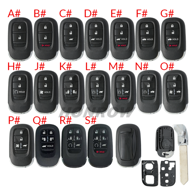 For Honda 2/2+1/3/3+1/4/4+1/5/6/6+1 button remote key blank without logo
