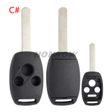 For GTL high quality Honda 2/2+1/3/3+1 button remote key blank without battery clamp without logo
