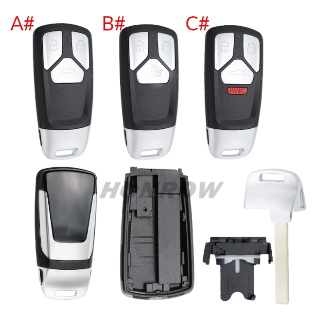 For Audi allroad  B9 Q5 Q7 TT TTS keyless 3/3+1 button remote key blank without logo