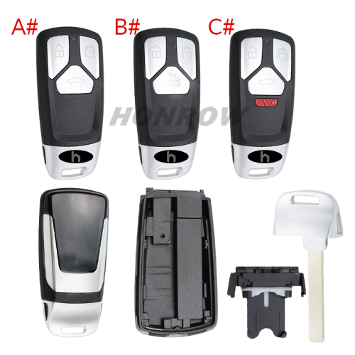 For Audi allroad  B9 Q5 Q7 TT TTS keyless 3/3+1 button remote key blank