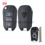 For Peugeot 3 button remote key blank with VA2 blade