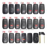 For Toyota 2/2+1/3/3+/1/4/4+1/5/5+1 button remote key blank with key Blade,please choose the key button
