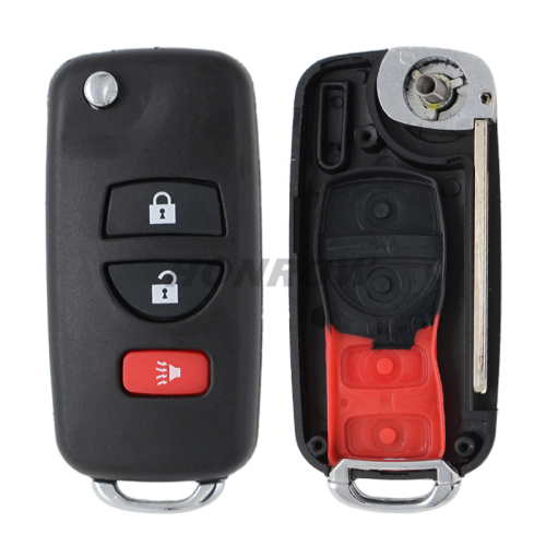For Nis 3 button modified flip remote key blank without buttons pad