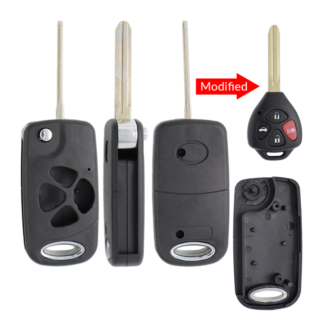 For Toyota 3+1 button Modified Flip Car Key Shell with TOY43 blade