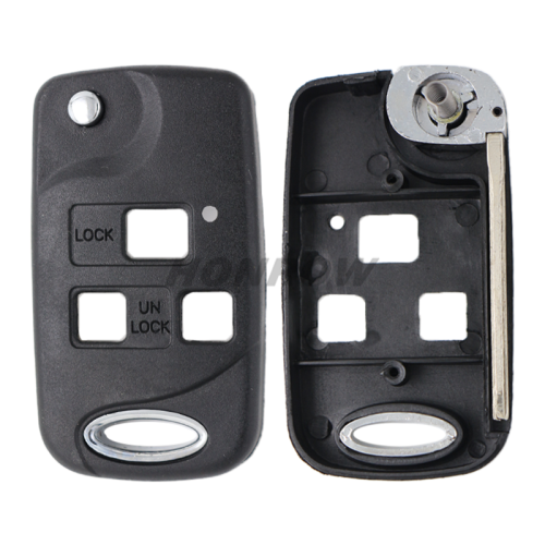 For Toyota 3 button modified folding remote key blank with Toy43 blade