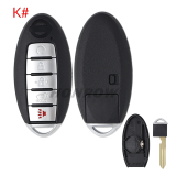 For Nissan 2/2+1/3/3+1/4/4+1 button remote key blank with emergency blade