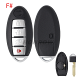 For Nissan 2/2+1/3/3+1/4/4+1 button remote key blank with emergency blade