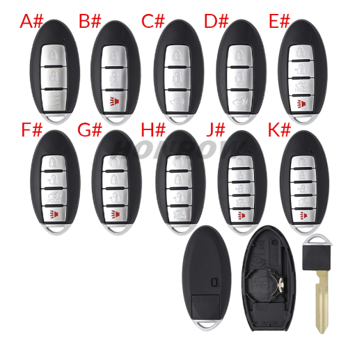 For Nissan 2/2+1/3/3+1/4/4+1 button remote key blank with emergency blade without logo