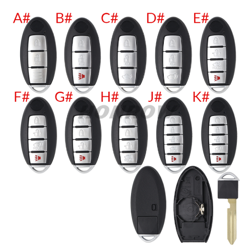 For Nissan 2/2+1/3/3+1/4/4+1 button remote key blank with emergency blade