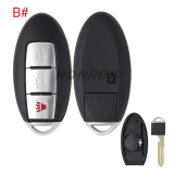 For Nissan 2/2+1/3/3+1/4/4+1 button remote key blank with emergency blade without logo