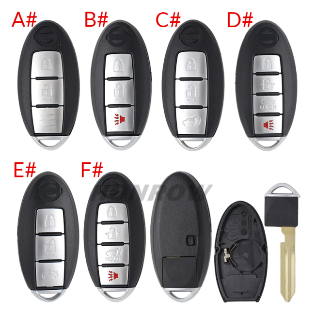 For Nissan 2/2+1/3/3+1 button remote key blank with emergency blade