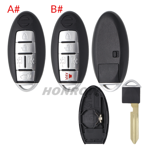 For Nissan 5 button remote key blank with emergency blade