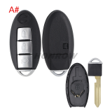 For Nissan 2/2+1/3/3+1 button remote key blank with emergency blade