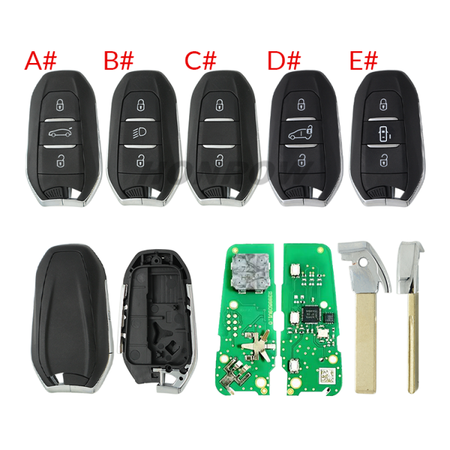 For Peugeot 3008 4008 5008  3 button Remote Key with  4A Chip 433.92Mhz  A3M05 A3M15 A3M65 3 in one Switchable