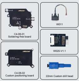 OBDSTAR C4-08(MB-VGS4-500-NAG2) Adapter Kit 1. Support all vehicles with VGS4500-NAG2 TCU ofthe FBS4 generation Mercedes Benz, 2. Support solder-fee virginzing of ised TCM via JTAG mode, significantly lowering the technical skill barrier for users; 3. Support personalization (data transfer) via BENCH or OBD mode, achieving the same effect as TCM clone. Support Tools:Use with OBDSTAR X300 Classic G3,DC706, etc.