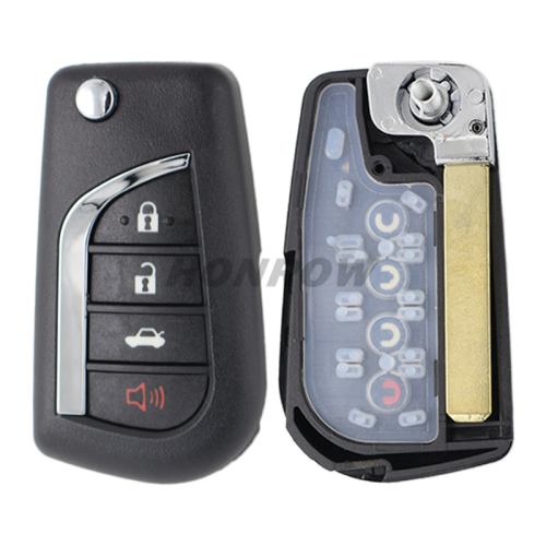 For Toyota 3+1 button Remote key blank(Only one blade for the key shell, you can choose the blade needed. )