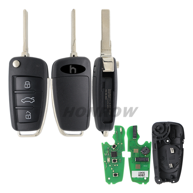 For Audi 3 button keyless go remote key 434/315mhz  HLO DE 8X0837220D support KDX2 key programer
